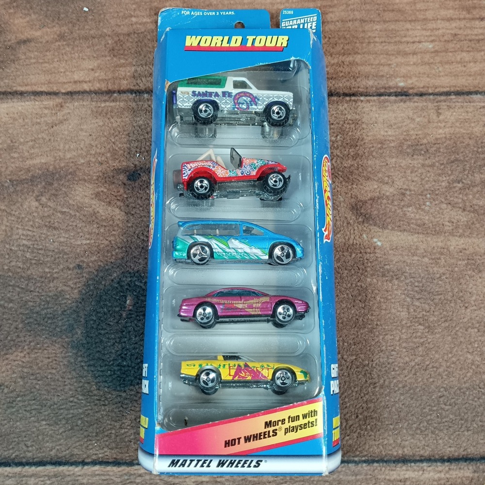 Hot Wheels World Tour Gift Pack Kids OS Blue New 1998 5-Car Set 25369